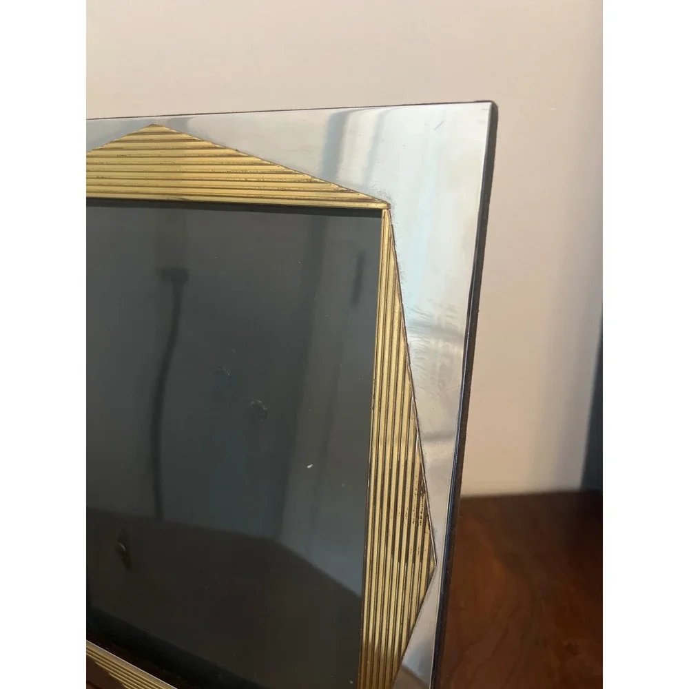Vintage Art Deco Style Mixed Metal Picture Frame Silver Gold Tone 8x10 Geometric